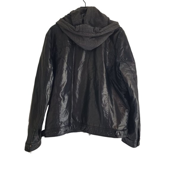 Levi's Faux Leather Trucker with Jersey Hood and Fleece Lining XL - Picture 2 of 6